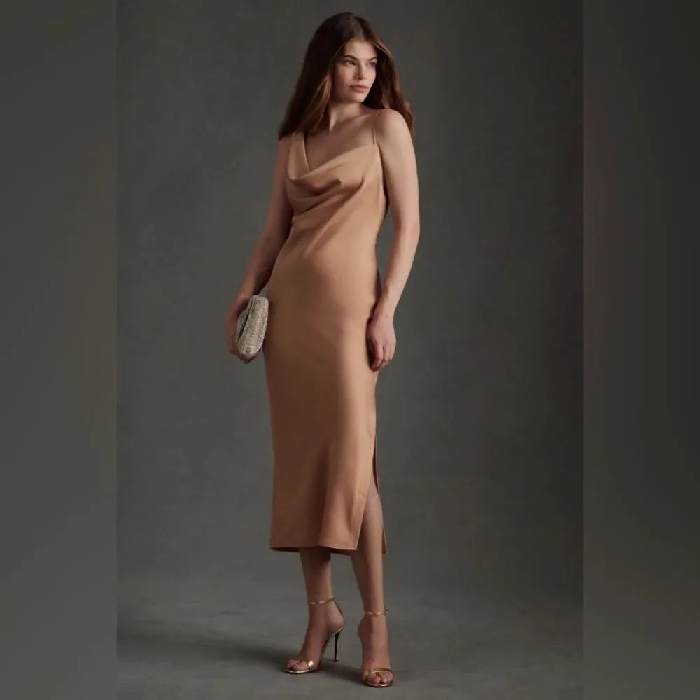 BHLDN Anthropologie August Satin Charmeuse Midi Bridesmaid Dress 8